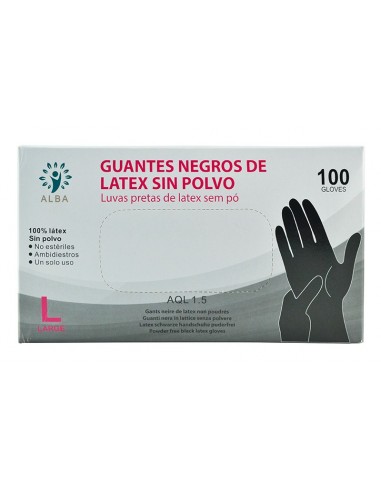 Guante negro latex sin polvo.Iberomed