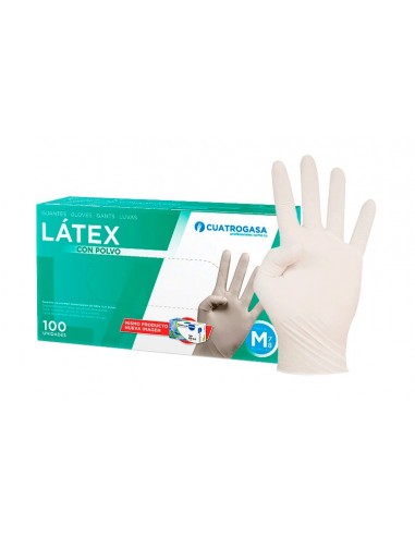 Guante de látex con polvo 100 uds Cuatrogasa