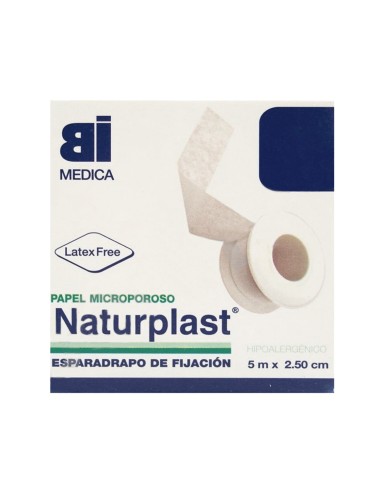 Esparadrapo papel NATURPLAST Hipoalergenico 2,5cm x 5m. Iberomed